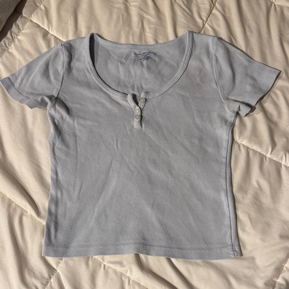 Brandy Melville Light Blue Buttoned Tee